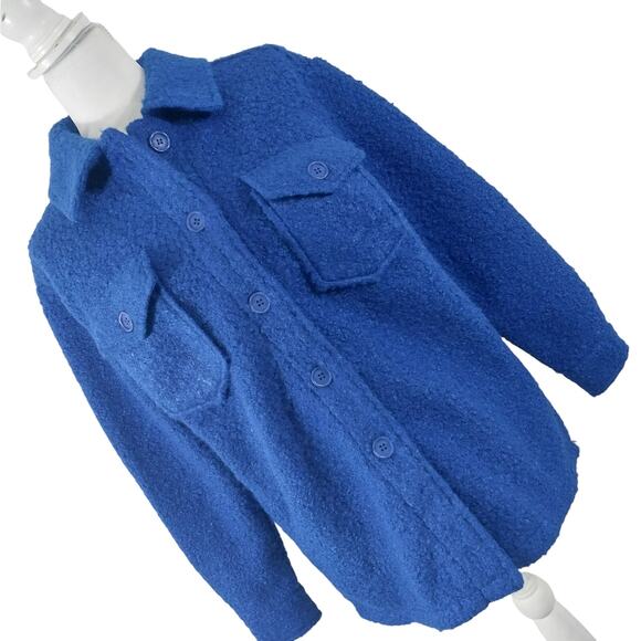 NWT! AUTRES FILLES! ROYAL BLUE BOUCLE KNIT, BOILED WOOL LOOK JACKET, COAT! SZ XS - Picture 1 of 9